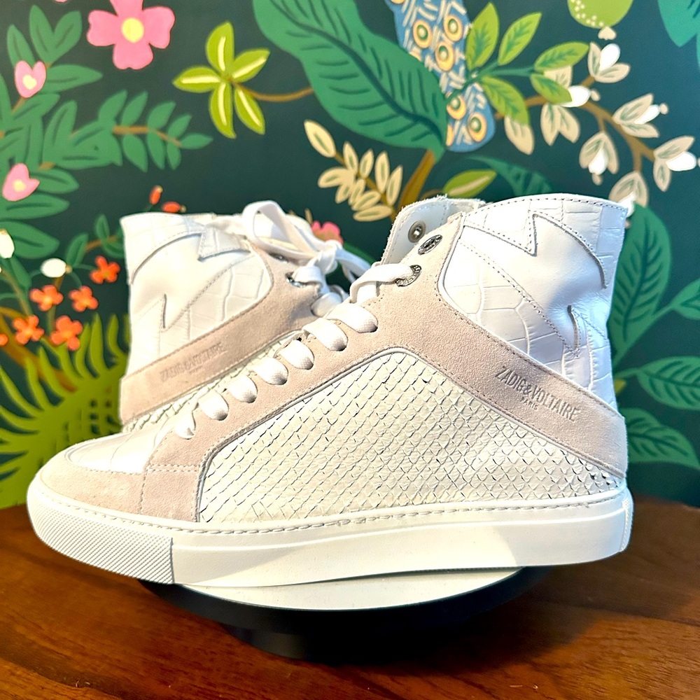 Zadig & Voltaire Flash High-Top Crinkle Platform Sneakers 🖤 NEW (Seize 38)